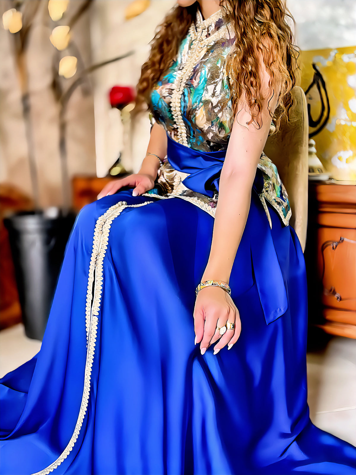 Caftan "L'ORIENT" BLEU ROI "