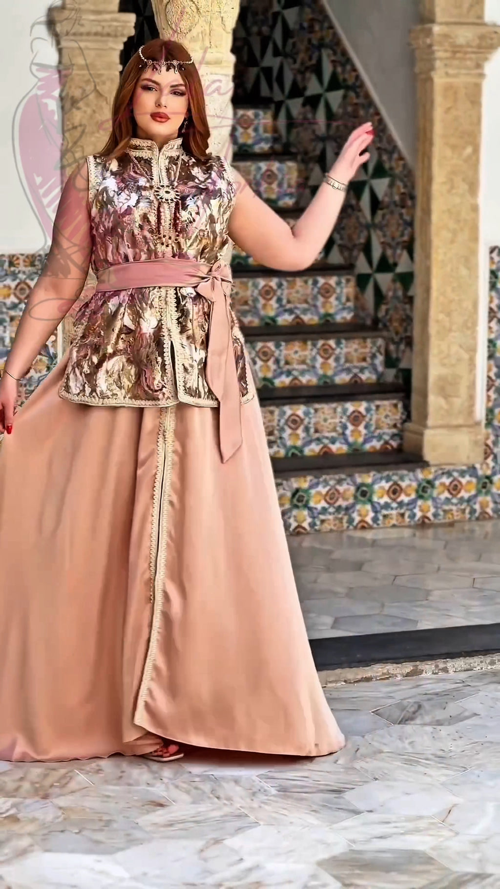 Caftan "L'ORIENT"Crevette"