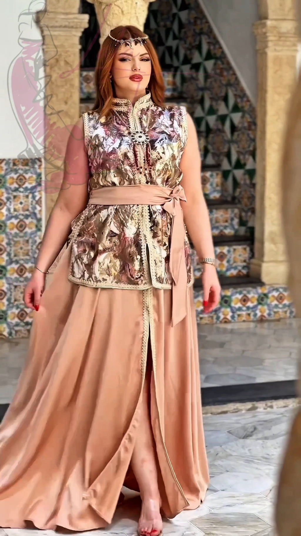Caftan "L'ORIENT"Crevette"
